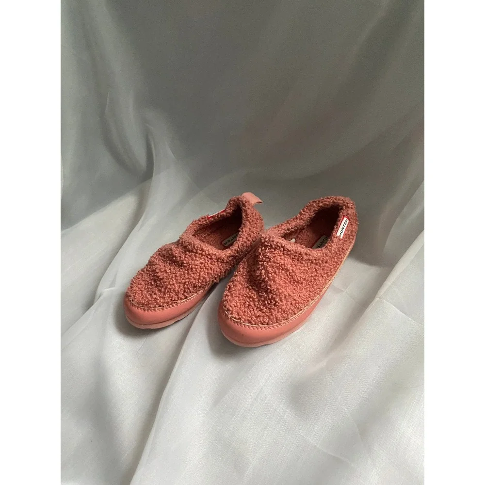 Hunter Sherpa Slip On Fuzzy Pink Shoes Clogs‎ Girl's 11 Preppy Winter Scandi Fur